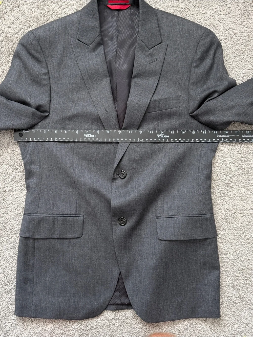 Alfani Mens 3 Piece Suit 100% Wool Gray Jacket 36S Vest Pants 30x30